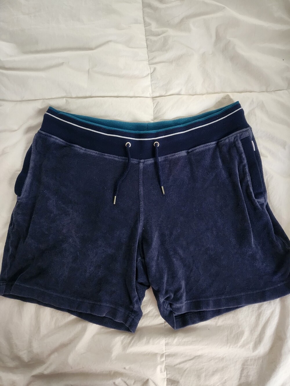 Orlebar Brown men's navy blue terry cloth towelling shorts